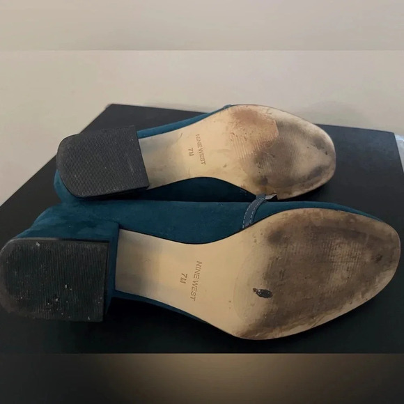 Nine West suede Y2K block Heel penny loafers academia fall office chunkyheel - Picture 5 of 6